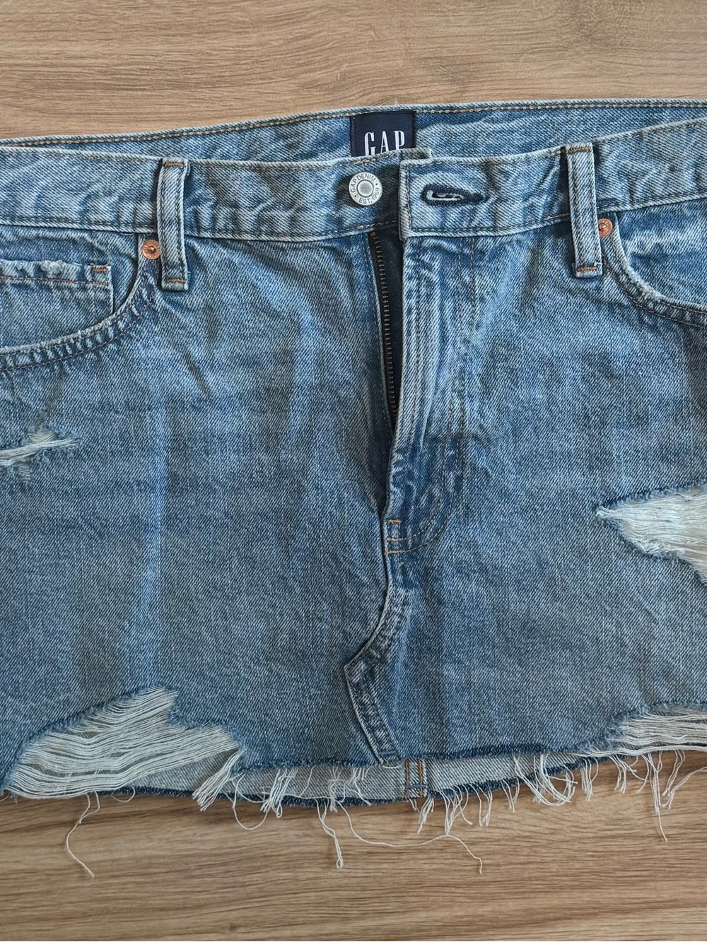 GAP Light Blue Denim Skirt with Contrast Stitching